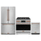Gordon Ramsay by Thor Kitchen 3-Piece Appliance Package - 36-Inch Propane Gas Range, Tilt Panel, 36-Inch Refrigerator, and Dishwasher in Stainless Steel with Rose Gold Trim