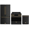 Gordon Ramsay by Thor Kitchen 3-Piece Appliance Package - 36-Inch Propane Gas Range, Tilt Panel, 36-Inch Refrigerator, and Dishwasher in Black with Bronze Trim