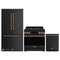 Gordon Ramsay by Thor Kitchen 3-Piece Appliance Package - 36-Inch Propane Gas Range, Tilt Panel, 36-Inch Refrigerator, and Dishwasher in Black with Rose Gold Trim