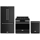 Gordon Ramsay by Thor Kitchen 3-Piece Appliance Package - 36-Inch Propane Gas Range, Tilt Panel, 36-Inch Refrigerator, and Dishwasher in Black with Stainless Steel Trim