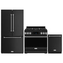 Gordon Ramsay by Thor Kitchen 3-Piece Appliance Package - 36-Inch Gas Range with Tilt Panel, 36-Inch Refrigerator, and Dishwasher in Black with Stainless Steel Trim