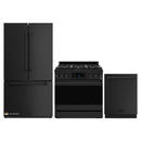 Gordon Ramsay by Thor Kitchen 3-Piece Appliance Package - 36-Inch Propane Gas Range, Tilt Panel, 36-Inch Refrigerator, and Dishwasher in Black