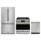 Gordon Ramsay by Thor Kitchen 3-Piece Appliance Package - 36-Inch Propane Gas Range, Tilt Panel, 36-Inch Refrigerator, and Dishwasher in Stainless Steel with Bronze Trim