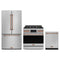 Gordon Ramsay by Thor Kitchen 3-Piece Appliance Package - 36-Inch Propane Gas Range, Tilt Panel, 36-Inch Refrigerator, and Dishwasher in Stainless Steel with Rose Gold Trim