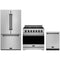 Gordon Ramsay by Thor Kitchen 3-Piece Appliance Package - 36-Inch Propane Gas Range, Counter-Depth Refrigerator, & Dishwasher in Stainless Steel with Black Trim