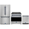 Gordon Ramsay by Thor Kitchen 3-Piece Appliance Package - 36-Inch Propane Gas Range, Counter-Depth Refrigerator, & Dishwasher in Stainless Steel with Blue Trim