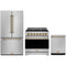 Gordon Ramsay by Thor Kitchen 3-Piece Appliance Package - 36-Inch Propane Gas Range, Counter-Depth Refrigerator, & Dishwasher in Stainless Steel with Bronze Trim