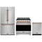 Gordon Ramsay by Thor Kitchen 3-Piece Appliance Package - 36-Inch Propane Gas Range, Counter-Depth Refrigerator, & Dishwasher in Stainless Steel with Rose Gold Trim
