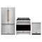 Gordon Ramsay by Thor Kitchen 3-Piece Appliance Package - 36-Inch Natural Gas Range, Counter-Depth Refrigerator, & Dishwasher in Stainless Steel with Rose Gold Trim