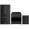 Gordon Ramsay by Thor Kitchen 3-Piece Appliance Package - 36-Inch Natural Gas Range, Counter-Depth Refrigerator, & Dishwasher in Black with Rose Gold Trim