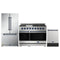 Thor Kitchen Gordon Ramsay 3-Piece Appliance Package - 48-Inch Gas Range with Double Oven, 36-Inch Refrigerator, and Dishwasher in Stainless Steel with Blue Trim