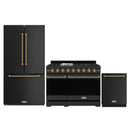 Gordon Ramsay by Thor Kitchen 3-Piece Appliance Package - 48-Inch Gas Range with Double Oven, 36-Inch Refrigerator, and Dishwasher in Black with Bronze Trim