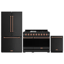 Gordon Ramsay by Thor Kitchen 3-Piece Appliance Package - 48-Inch Gas Range with Double Oven, 36-Inch Refrigerator, and Dishwasher in Black with Rose Gold Trim