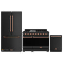 Gordon Ramsay by Thor Kitchen 3-Piece Appliance Package - 48-Inch Gas Range with Double Oven, 36-Inch Refrigerator, and Dishwasher in Black with Rose Gold Trim