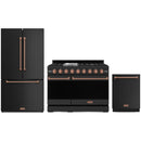 Gordon Ramsay by Thor Kitchen 3-Piece Appliance Package - 48-Inch Propane Gas Range, Double Oven, 36-Inch Refrigerator, and Dishwasher in Black with Rose Gold Trim