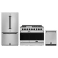 Gordon Ramsay by Thor Kitchen 3-Piece Appliance Package - 48-Inch Propane Gas Range, Double Oven, 36-Inch Refrigerator, and Dishwasher in Stainless Steel with Black Trim