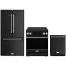 Black Thor Kitchen appliance package with 30-inch range, counter-depth refrigerator, dishwasher