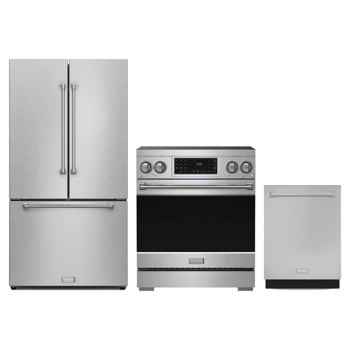 Gordon Ramsay by Thor Kitchen 3-Piece Appliance Package - 30-Inch Induction Range, Counter-Depth Refrigerator, & Dishwasher in Stainless Steel