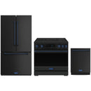 Black Thor Kitchen appliance package with 36-inch range, counter-depth refrigerator, dishwasher