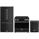 Black Thor Kitchen appliance package with 36-inch range, counter-depth refrigerator, dishwasher