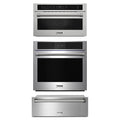 Thor Kitchen 3-Piece Appliance Package - 30-Inch Electric Wall Oven, Microwave with Air Fryer, and Warming Drawer in Stainless Steel