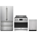 Stainless steel Thor Kitchen appliance package with 36-inch range, french door refrigerator, dishwasher