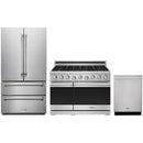 Stainless steel Thor Kitchen appliance package with 36-inch range, french door refrigerator, dishwasher