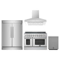 Forno 4-Piece Appliance Package - 48-Inch Paolo Electric Range, Wall Mount Range Hood, 60-Inch Refrigerator, and Dishwasher in Stainless Steel