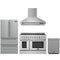 Forno 4-Piece Appliance Package - 48-Inch Electric Range, Wall Mount Range Hood, 36-Inch Refrigerator, and Dishwasher in Stainless Steel