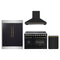 Forno 4-Piece Appliance Package - 48-Inch Electric Range, Wall Mount Range Hood, 60-Inch Refrigerator, and Dishwasher in Black with Antique Brass Trim