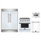 Forno 4-Piece Appliance Package - 30-Inch Electric Range, 60-Inch Refrigerator, 24-Inch Microwave Drawer, & Dishwasher in White with Antique Brass Trim