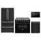 Forno 4-Piece Appliance Package - 36-Inch Electric Range, 36-Inch Refrigerator, 24-Inch Microwave Drawer, & Dishwasher in Black with Antique Brass Trim
