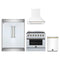 Forno 4-Piece Appliance Package - 36-Inch Electric Range, Wall Mount Range Hood, 60-Inch Refrigerator, and Dishwasher in White with Antique Brass Trim