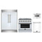 Forno 4-Piece Appliance Package - 36-Inch Electric Range, 60-Inch Refrigerator, 24-Inch Microwave Drawer, & Dishwasher in White with Antique Brass Trim