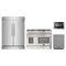Forno 4-Piece Appliance Package - 48-Inch Dual Fuel Range, 60-Inch Pro-Style Refrigerator, 24-Inch Microwave Drawer, & 3-Rack Dishwasher in Stainless Steel