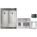 Forno 4-Piece Appliance Package - 48-Inch Dual Fuel Range, 60-Inch Pro-Style Refrigerator, 24-Inch Microwave Oven, & 3-Rack Dishwasher in Stainless Steel