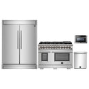 Forno 4-Piece Pro Appliance Package - 48-Inch Dual Fuel Range, 60-Inch Pro-Style Refrigerator, 24-Inch Microwave Drawer, & 3-Rack Dishwasher in Stainless Steel