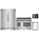 Forno 4-Piece Pro Appliance Package - 48-Inch Dual Fuel Range, 60-Inch Pro-Style Refrigerator, 24-Inch Microwave Oven, & 3-Rack Dishwasher in Stainless Steel