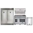 Forno 4-Piece Pro Appliance Package - 48-Inch Dual Fuel Range, 60-Inch Pro-Style Refrigerator, Wall Mount Hood with Backsplash, & Dishwasher in Stainless Steel