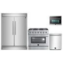 Forno 4-Piece Appliance Package - 36-Inch Gas Range, 60-Inch Pro-Style Refrigerator, 24-Inch Microwave Oven, & 3-Rack Dishwasher in Stainless Steel