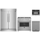 Forno 4-Piece Appliance Package - 36-Inch Gas Range, 60-Inch Pro-Style Refrigerator, 24-Inch Microwave Oven, & 3-Rack Dishwasher in Stainless Steel