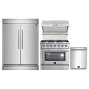 Forno 4-Piece Appliance Package - 36-Inch Gas Range, 60-Inch Pro-Style Refrigerator, Wall Mount Hood with Backsplash, & 3-Rack Dishwasher in Stainless Steel