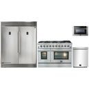 Forno 4-Piece Appliance Package - 48-Inch Gas Range, 60-Inch Pro-Style Refrigerator, 24-Inch Microwave Drawer, & 3-Rack Dishwasher in Stainless Steel