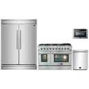 Forno 4-Piece Appliance Package - 48-Inch Gas Range, 60-Inch Pro-Style Refrigerator, 24-Inch Microwave Drawer, & 3-Rack Dishwasher in Stainless Steel