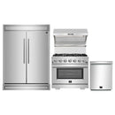 Forno 4-Piece Pro Appliance Package - 36-Inch Gas Range, Wall Mount Hood with Backsplash, 60-Inch Pro-Style Refrigerator, and Dishwasher in Stainless Steel