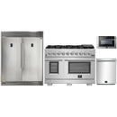 Forno 4-Piece Pro Appliance Package - 48-Inch Gas Range, 60-Inch Pro-Style Refrigerator, 24-Inch Microwave Drawer, & 3-Rack Dishwasher in Stainless Steel