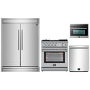 Forno 4-Piece Appliance Package - 30-Inch Gas Range with Air Fryer, 60-Inch Pro-Style Refrigerator, 24-Inch Microwave Oven, & 3-Rack Dishwasher in Stainless Steel