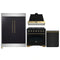 Forno 4-Piece Appliance Package - 36-Inch Dual Fuel Range, Wall Mount Range Hood, 60-Inch Convertible Refrigerator with Modern Trim, and Dishwasher in Black with Antique Brass Handle