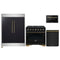 Forno 4-Piece Appliance Package - 36-Inch Dual Fuel Range, 60-Inch Convertible Refrigerator with Modern Trim, Dishwasher, and 24-Inch Microwave Drawer in Black with Antique Brass Handle