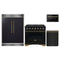 Forno 4-Piece Appliance Package - 36-Inch Dual Fuel Range, 60-Inch Convertible Refrigerator with Modern Grille Trim, Dishwasher, and 24-Inch Microwave Drawer in Black with Antique Brass Trim